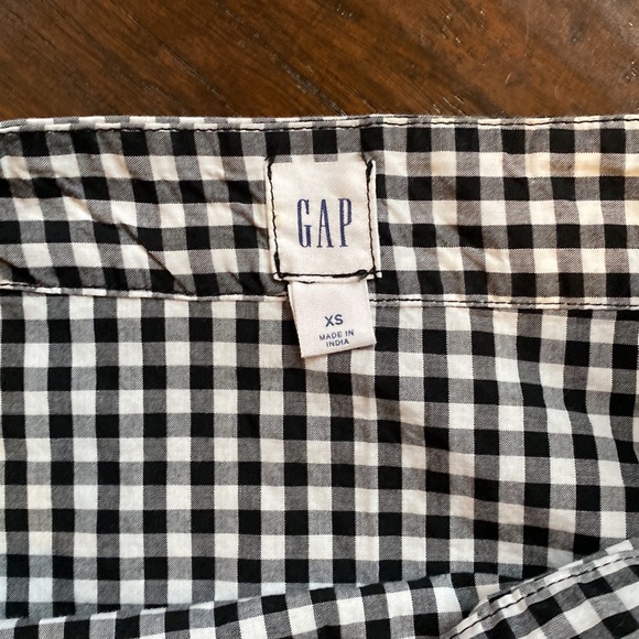 GAP gingham check square neck ruffled tie sleeve top size XS - Picture 5 of 8